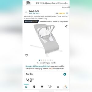 Baby Delight highland  Portable Bouncer - grey